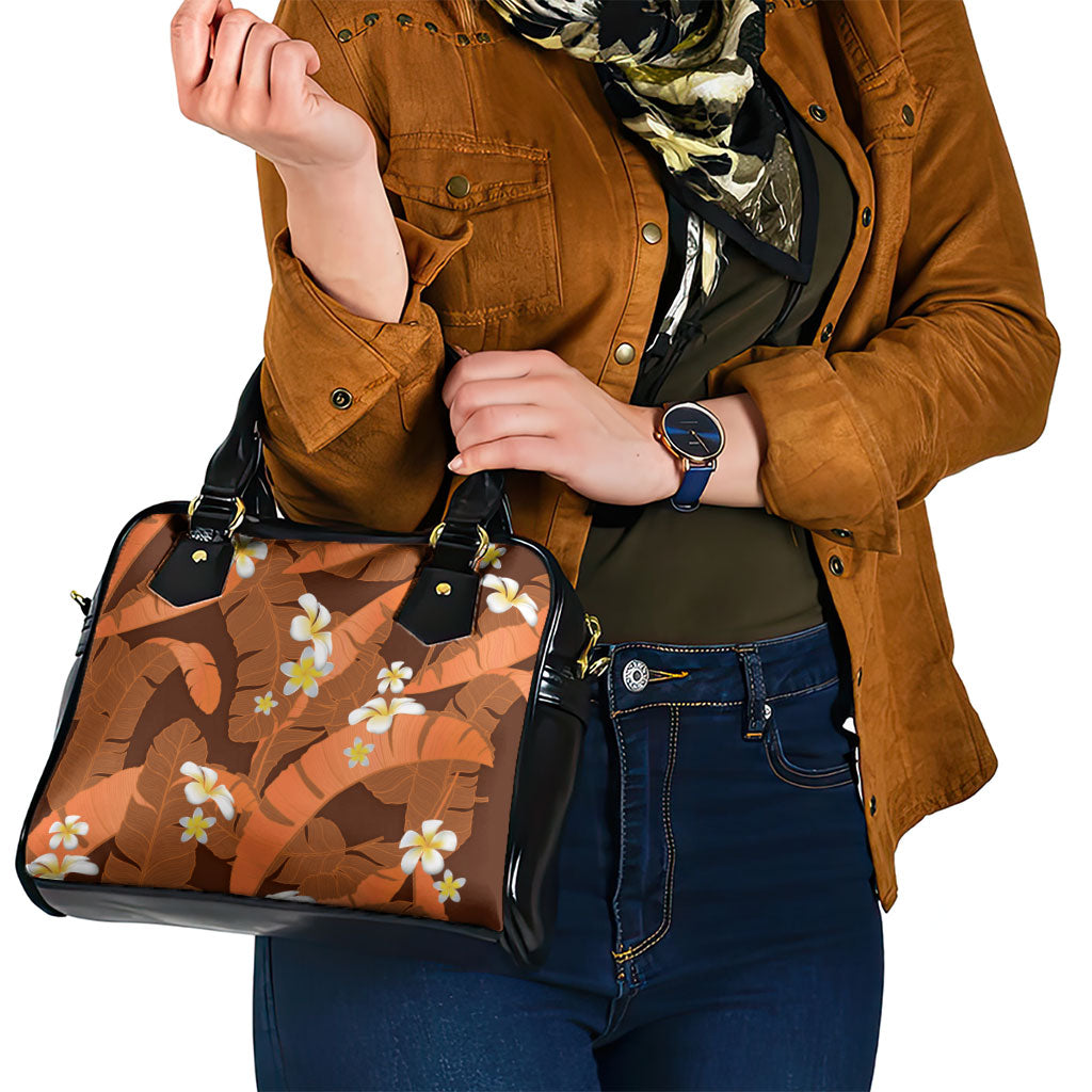 Orange Banana Leaf Hawaii Shoulder Handbag Lau Maia Plumeria Tropical Summer Vibes LT14 - Polynesian Pride