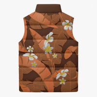 Orange Banana Leaf Hawaii Sleeveless Puffer Jacket Lau Maia Plumeria Tropical Summer Vibes LT14 - Polynesian Pride