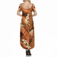 Orange Banana Leaf Hawaii Summer Maxi Dress Lau Maia Plumeria Tropical Summer Vibes LT14 - Polynesian Pride