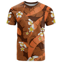 Orange Banana Leaf Hawaii T Shirt Lau Maia Plumeria Tropical Summer Vibes LT14 Orange - Polynesian Pride