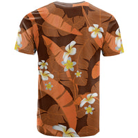 Orange Banana Leaf Hawaii T Shirt Lau Maia Plumeria Tropical Summer Vibes LT14 - Polynesian Pride