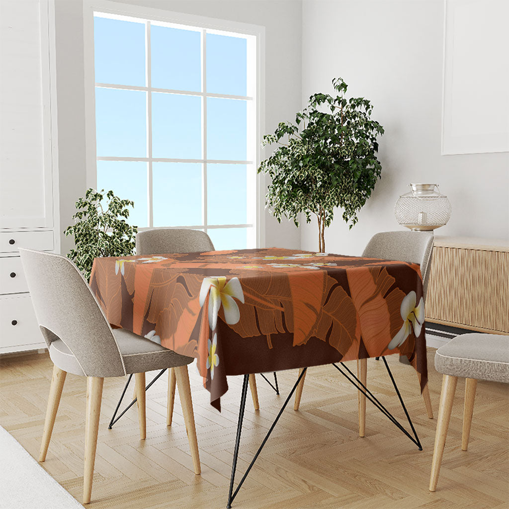 Orange Banana Leaf Hawaii Tablecloth Lau Maia Plumeria Tropical Summer Vibes LT14 - Polynesian Pride