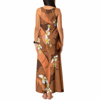Orange Banana Leaf Hawaii Tank Maxi Dress Lau Maia Plumeria Tropical Summer Vibes LT14 - Polynesian Pride