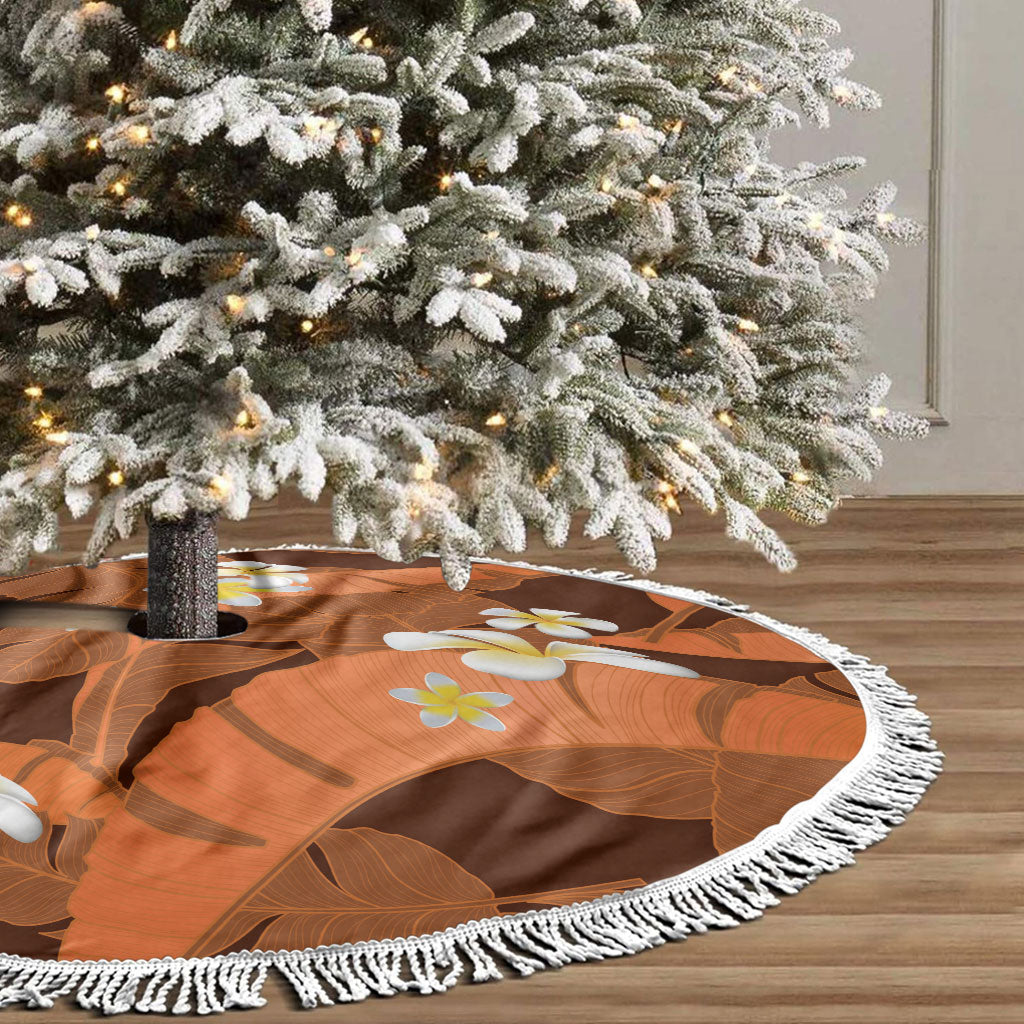 Orange Banana Leaf Hawaii Tree Skirt Lau Maia Plumeria Tropical Summer Vibes