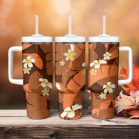 Orange Banana Leaf Hawaii Tumbler With Handle Lau Maia Plumeria Tropical Summer Vibes LT14 - Polynesian Pride