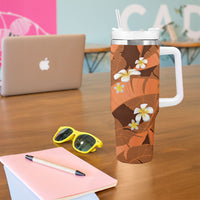 Orange Banana Leaf Hawaii Tumbler With Handle Lau Maia Plumeria Tropical Summer Vibes LT14 - Polynesian Pride