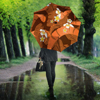 Orange Banana Leaf Hawaii Umbrella Lau Maia Plumeria Tropical Summer Vibes LT14 - Polynesian Pride