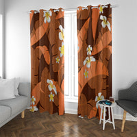 Orange Banana Leaf Hawaii Window Curtain Lau Maia Plumeria Tropical Summer Vibes LT14 With Grommets Orange - Polynesian Pride