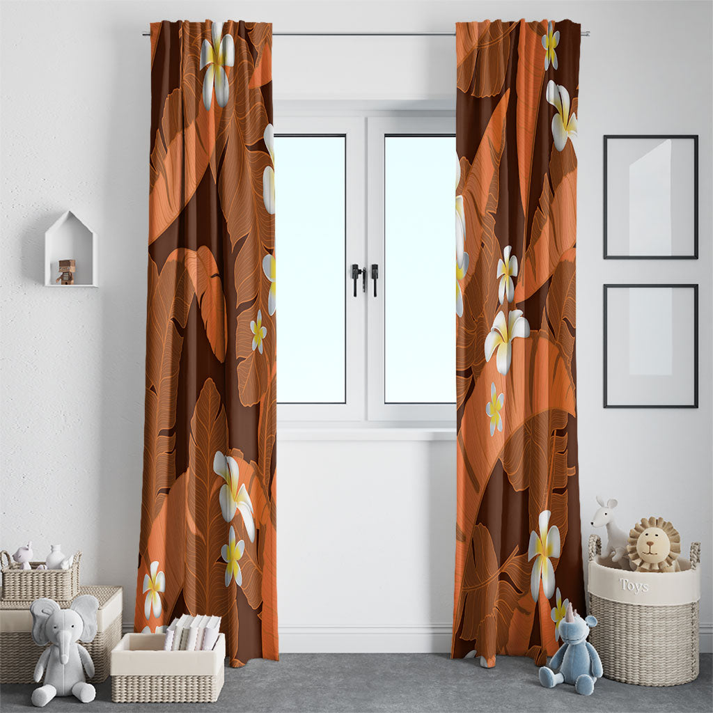Orange Banana Leaf Hawaii Window Curtain Lau Maia Plumeria Tropical Summer Vibes LT14 - Polynesian Pride