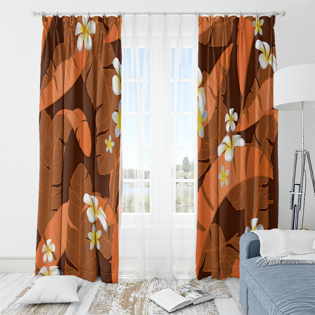 Orange Banana Leaf Hawaii Window Curtain Lau Maia Plumeria Tropical Summer Vibes LT14 - Polynesian Pride