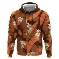 Orange Banana Leaf Hawaii Zip Hoodie Lau Maia Plumeria Tropical Summer Vibes LT14 Pullover Hoodie Orange - Polynesian Pride