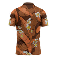 Orange Banana Leaf Hawaii Zipper Polo Shirt Lau Maia Plumeria Tropical Summer Vibes LT14 - Polynesian Pride
