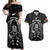 New Zealand Aotearoa Rugby Couples Matching Off Shoulder Maxi Dress and Hawaiian Shirt NZ Tiki With Maori Fern World Cup Black Version LT14 Black - Polynesian Pride