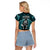 New Zealand Aotearoa Rugby Raglan Cropped T Shirt NZ Tiki With Maori Fern World Cup Turquoise Version LT14 - Polynesian Pride