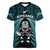 New Zealand Aotearoa Rugby Women V Neck T Shirt NZ Tiki With Maori Fern World Cup Turquoise Version LT14 Female Turquoise - Polynesian Pride