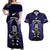 New Zealand Aotearoa Rugby Couples Matching Off Shoulder Maxi Dress and Hawaiian Shirt NZ Tiki With Maori Fern World Cup Blue Version LT14 Blue - Polynesian Pride
