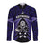 New Zealand Aotearoa Rugby Long Sleeve Button Shirt NZ Tiki With Maori Fern World Cup Blue Version LT14 Unisex Blue - Polynesian Pride