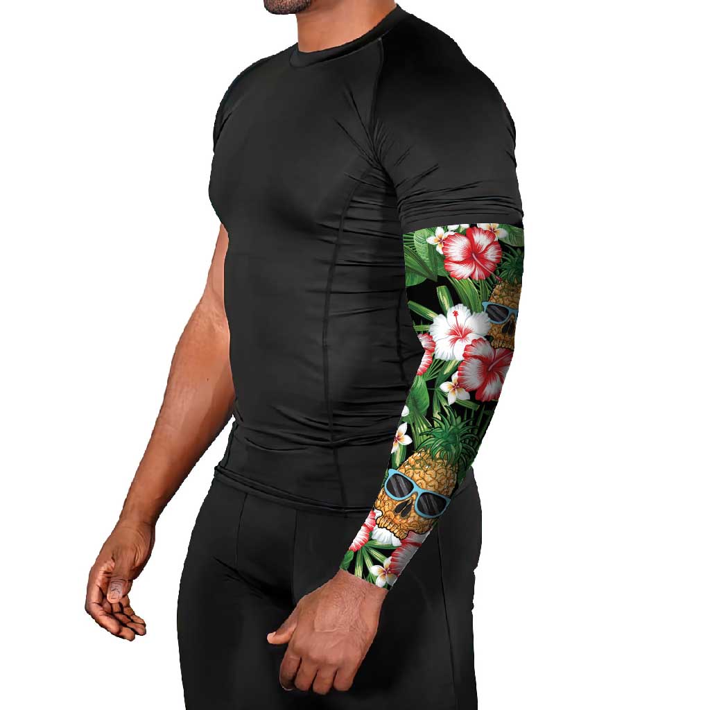 Pineapple Skull Aloha Hawaii Arm Sleeves Summer Vibes Tropical Seamless Pattern - Polynesian Pride