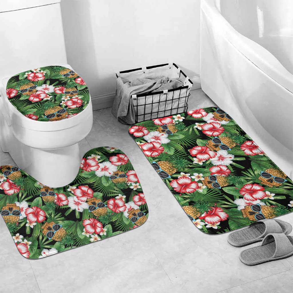 Pineapple Skull Aloha Hawaii Bathroom Set Summer Vibes Tropical Seamless Pattern - Polynesian Pride