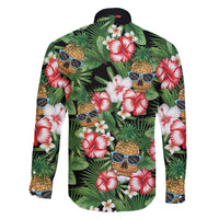 Pineapple Skull Aloha Hawaii Family Matching Off The Shoulder Long Sleeve Dress and Hawaiian Shirt Summer Vibes Tropical Seamless Pattern LT14 - Polynesian Pride