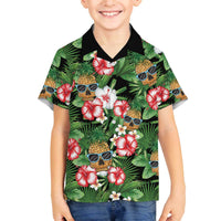 Pineapple Skull Aloha Hawaii Family Matching Off The Shoulder Long Sleeve Dress and Hawaiian Shirt Summer Vibes Tropical Seamless Pattern LT14 Son's Shirt Black - Polynesian Pride