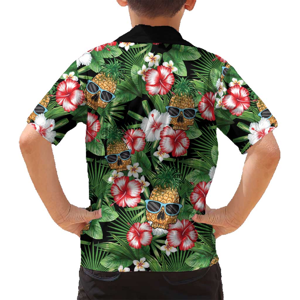 Pineapple Skull Aloha Hawaii Family Matching Off Shoulder Maxi Dress and Hawaiian Shirt Summer Vibes Tropical Seamless Pattern - Polynesian Pride
