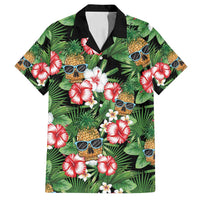 Pineapple Skull Aloha Hawaii Family Matching Off Shoulder Short Dress and Hawaiian Shirt Summer Vibes Tropical Seamless Pattern - Polynesian Pride