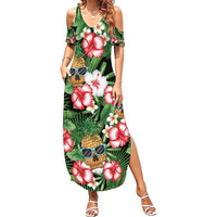 Pineapple Skull Aloha Hawaii Family Matching Summer Maxi Dress and Hawaiian Shirt Summer Vibes Tropical Seamless Pattern - Polynesian Pride