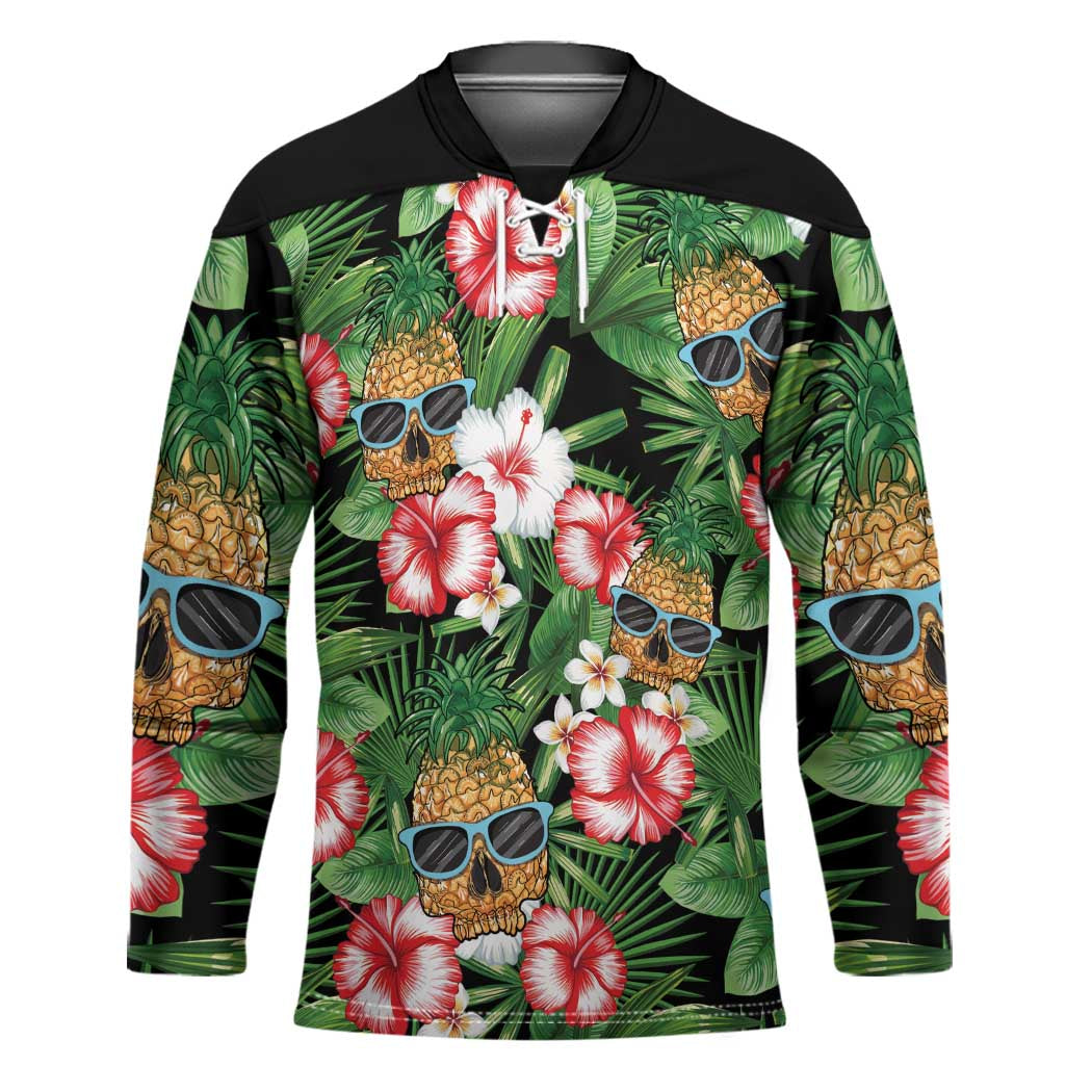 Pineapple Skull Aloha Hawaii Hockey Jersey Summer Vibes Tropical Seamless Pattern - Polynesian Pride