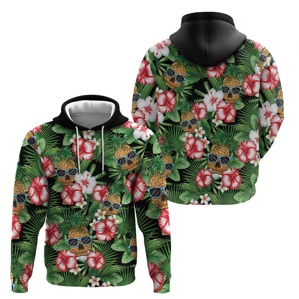 Pineapple Skull Aloha Hawaii Hoodie Summer Vibes Tropical Seamless Pattern - Polynesian Pride