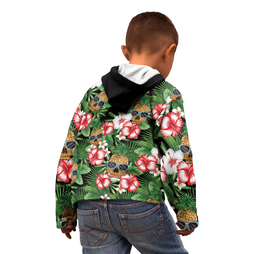 Pineapple Skull Aloha Hawaii Kid Hoodie Summer Vibes Tropical Seamless Pattern - Polynesian Pride