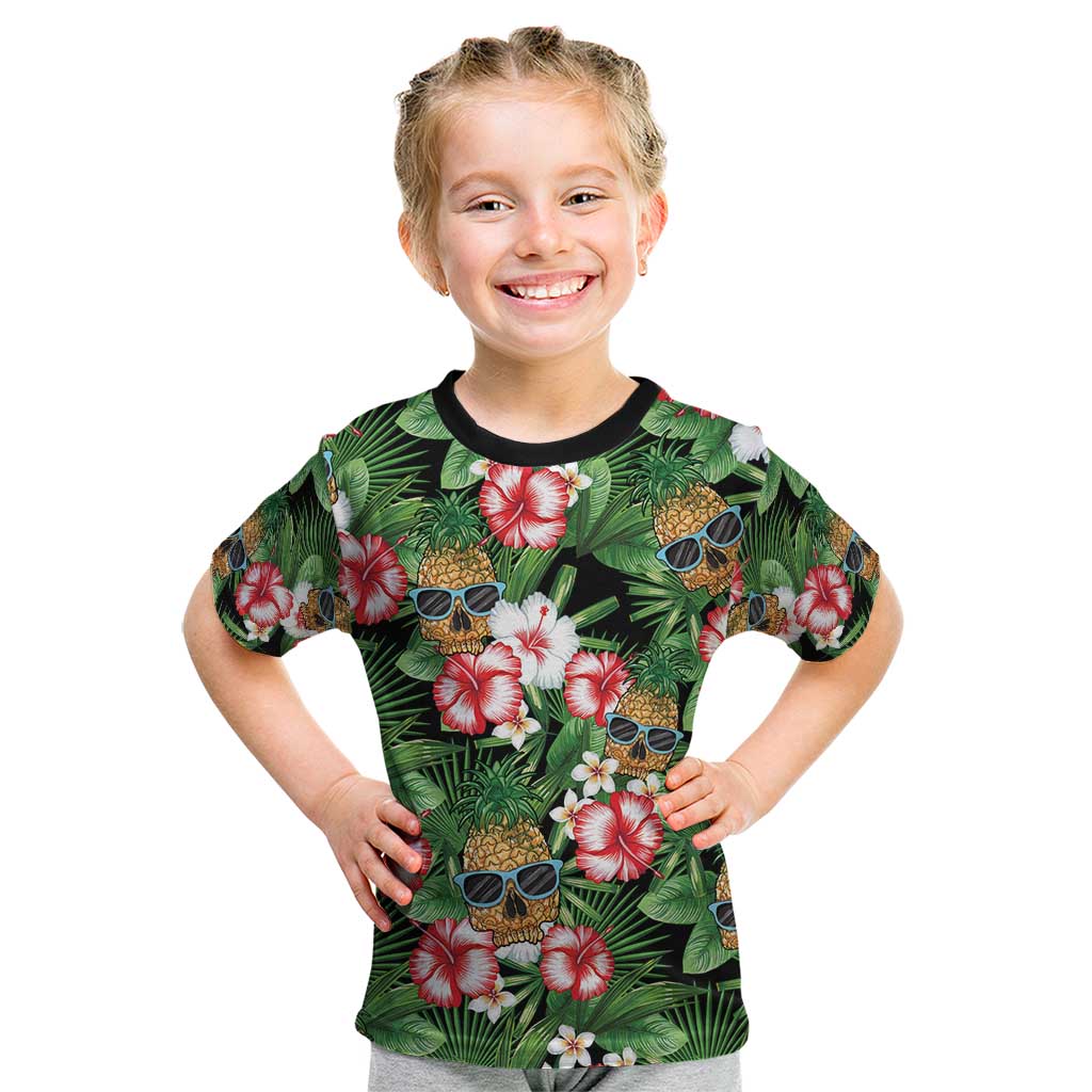 Pineapple Skull Aloha Hawaii Kid T Shirt Summer Vibes Tropical Seamless Pattern - Polynesian Pride