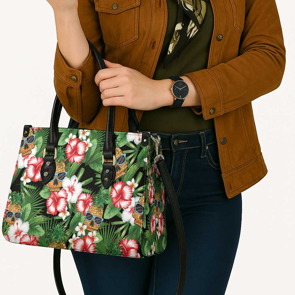 Pineapple Skull Aloha Hawaii Leather Bag Summer Vibes Tropical Seamless Pattern - Polynesian Pride
