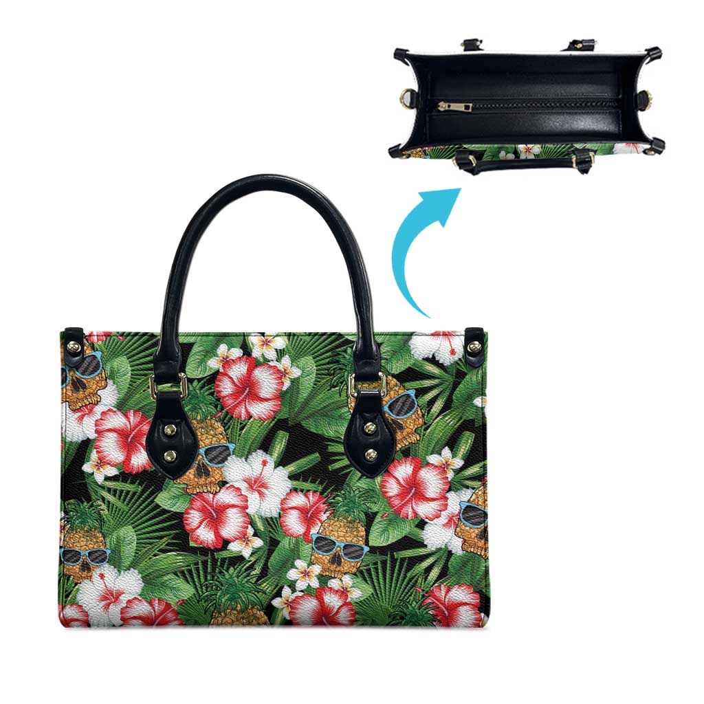 Pineapple Skull Aloha Hawaii Leather Bag Summer Vibes Tropical Seamless Pattern - Polynesian Pride