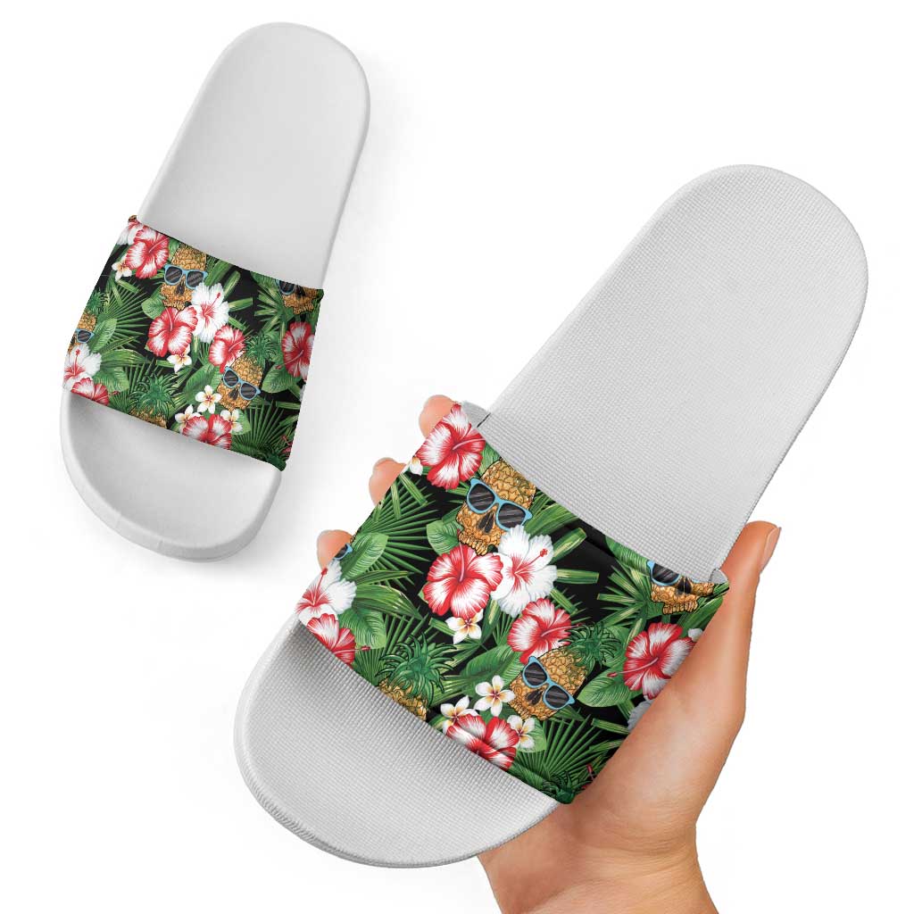 Pineapple Skull Aloha Hawaii Slide Sandals Summer Vibes Tropical Seamless Pattern - Polynesian Pride