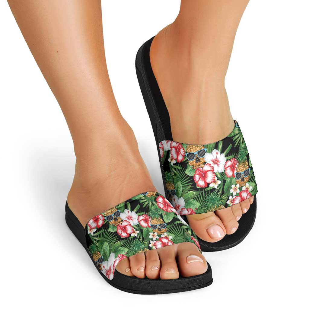 Pineapple Skull Aloha Hawaii Slide Sandals Summer Vibes Tropical Seamless Pattern - Polynesian Pride