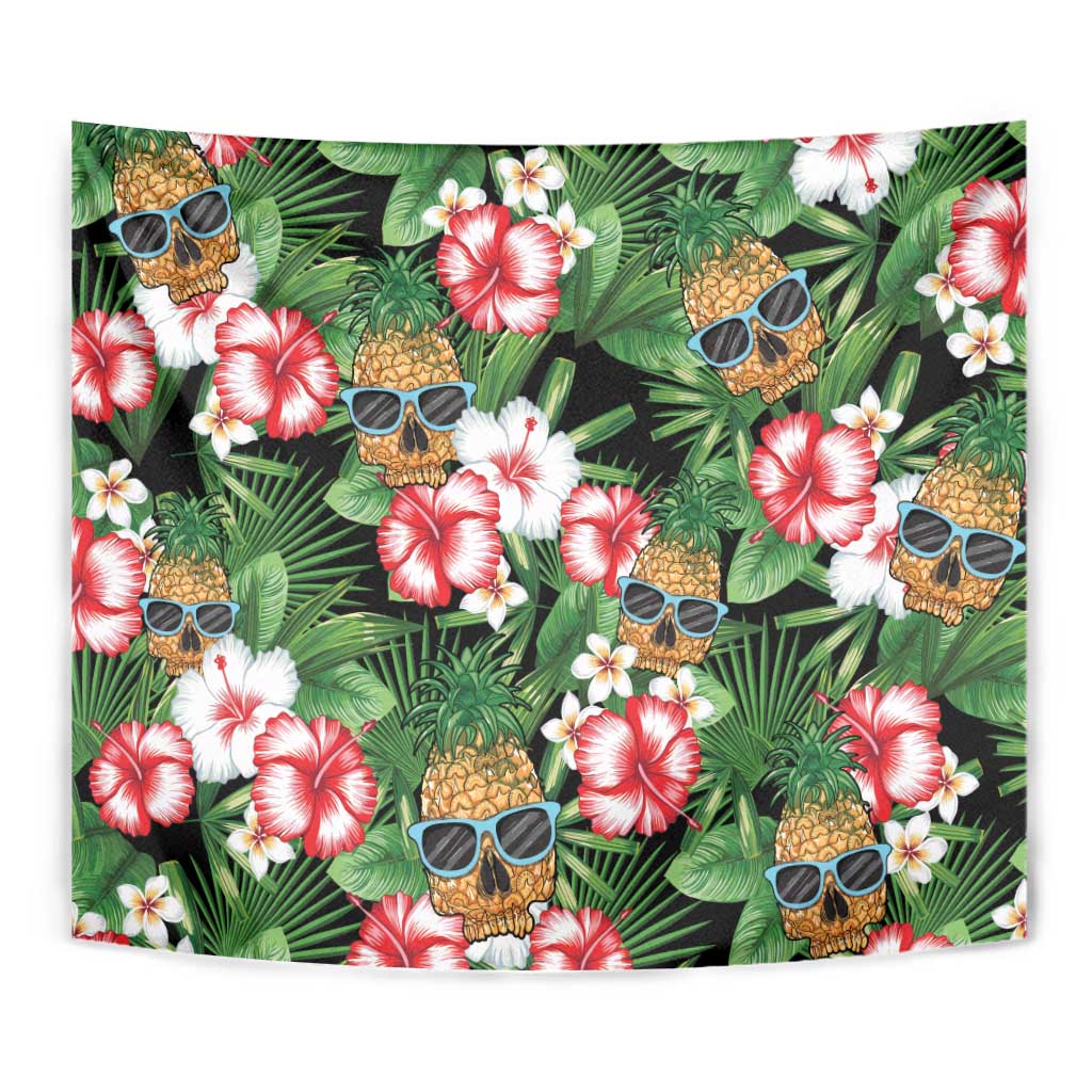 Pineapple Skull Aloha Hawaii Tapestry Summer Vibes Tropical Seamless Pattern - Polynesian Pride
