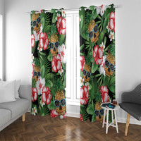 Pineapple Skull Aloha Hawaii Window Curtain Summer Vibes Tropical Seamless Pattern - Polynesian Pride