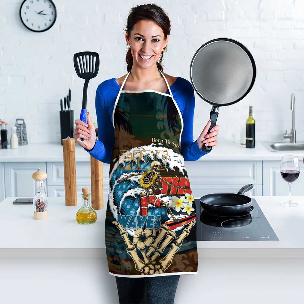 Aloha Hawaii Surfing Skull Apron Shaka Skeleton Ride The Waves - Polynesian Pride