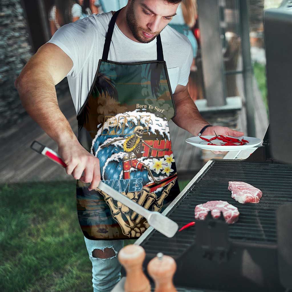 Aloha Hawaii Surfing Skull Apron Shaka Skeleton Ride The Waves - Polynesian Pride