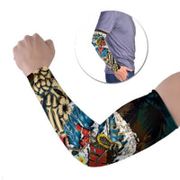 Aloha Hawaii Surfing Skull Arm Sleeves Shaka Skeleton Ride The Waves LT14 Set of 2 Black - Polynesian Pride