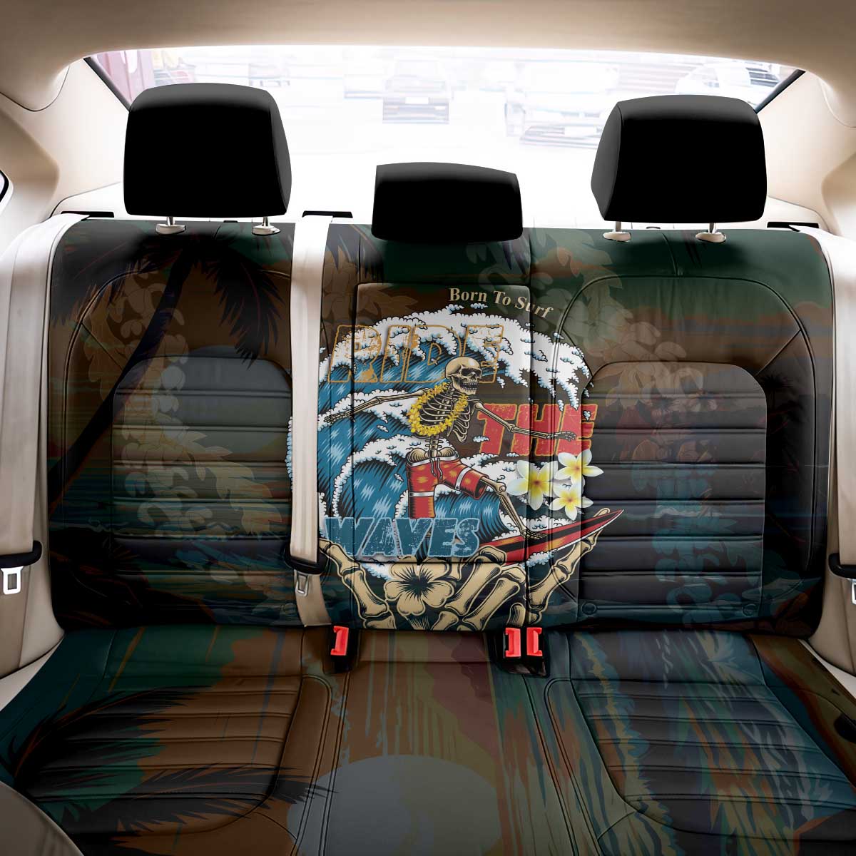Aloha Hawaii Surfing Skull Back Car Seat Cover Shaka Skeleton Ride The Waves LT14 - Polynesian Pride