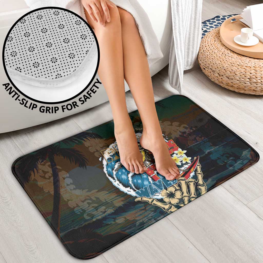 Aloha Hawaii Surfing Skull Bathroom Set Shaka Skeleton Ride The Waves - Polynesian Pride