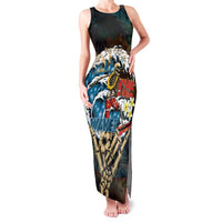 Aloha Hawaii Surfing Skull Family Matching Tank Maxi Dress and Hawaiian Shirt Shaka Skeleton Ride The Waves LT14 Mom's Dress Black - Polynesian Pride