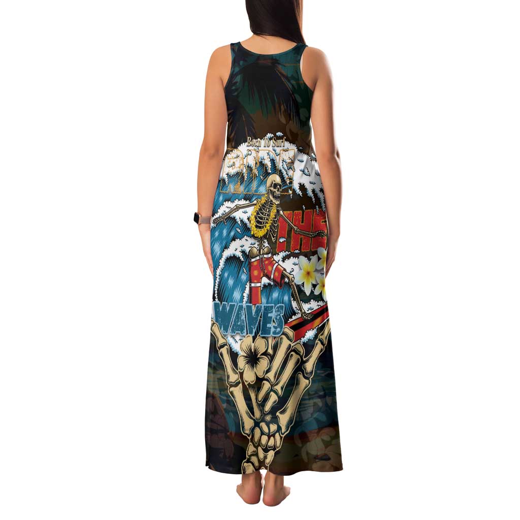 Aloha Hawaii Surfing Skull Family Matching Tank Maxi Dress and Hawaiian Shirt Shaka Skeleton Ride The Waves LT14 - Polynesian Pride