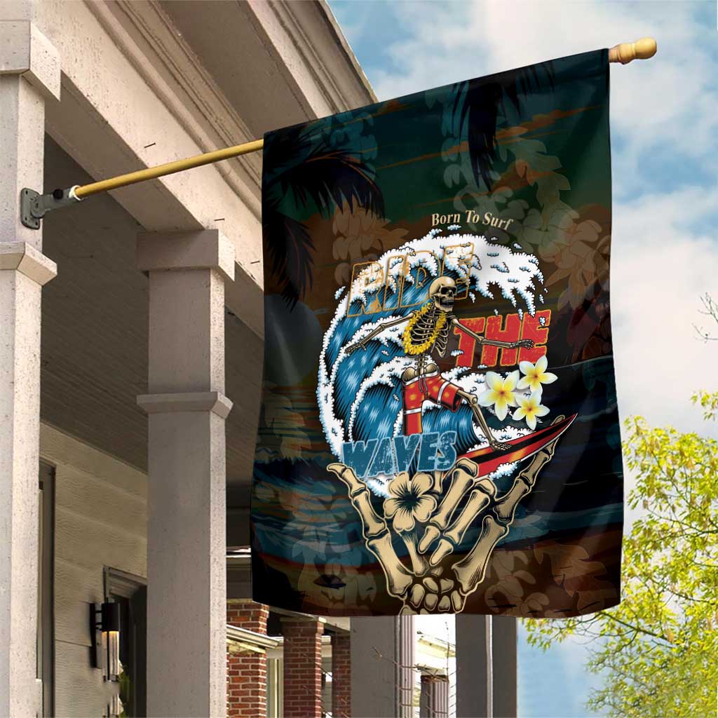 Aloha Hawaii Surfing Skull Garden Flag Shaka Skeleton Ride The Waves - Polynesian Pride