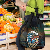 Aloha Hawaii Surfing Skull Grocery Bag Shaka Skeleton Ride The Waves - Polynesian Pride