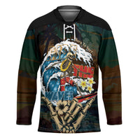 Aloha Hawaii Surfing Skull Hockey Jersey Shaka Skeleton Ride The Waves - Polynesian Pride