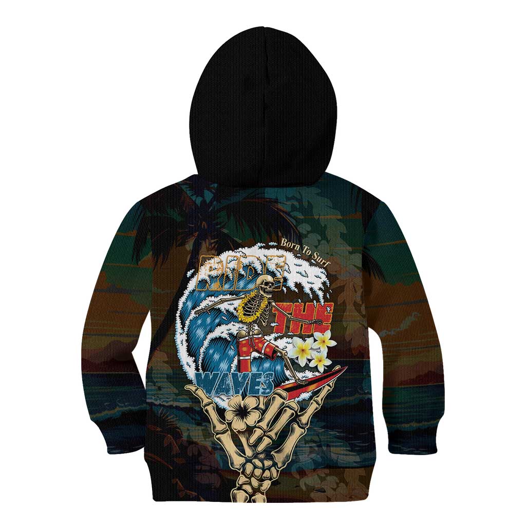Aloha Hawaii Surfing Skull Kid Hoodie Shaka Skeleton Ride The Waves LT14 - Polynesian Pride