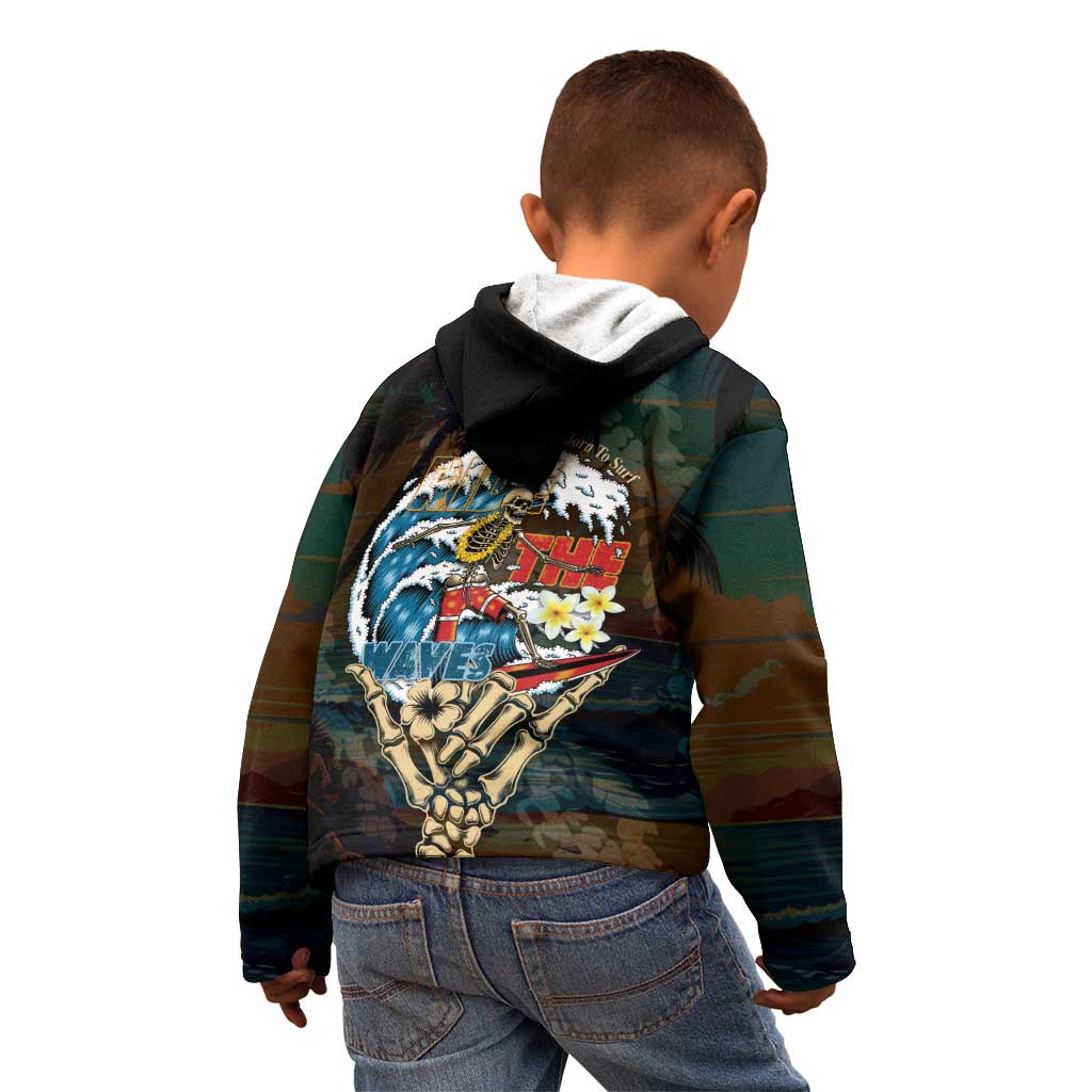 Aloha Hawaii Surfing Skull Kid Hoodie Shaka Skeleton Ride The Waves LT14 - Polynesian Pride